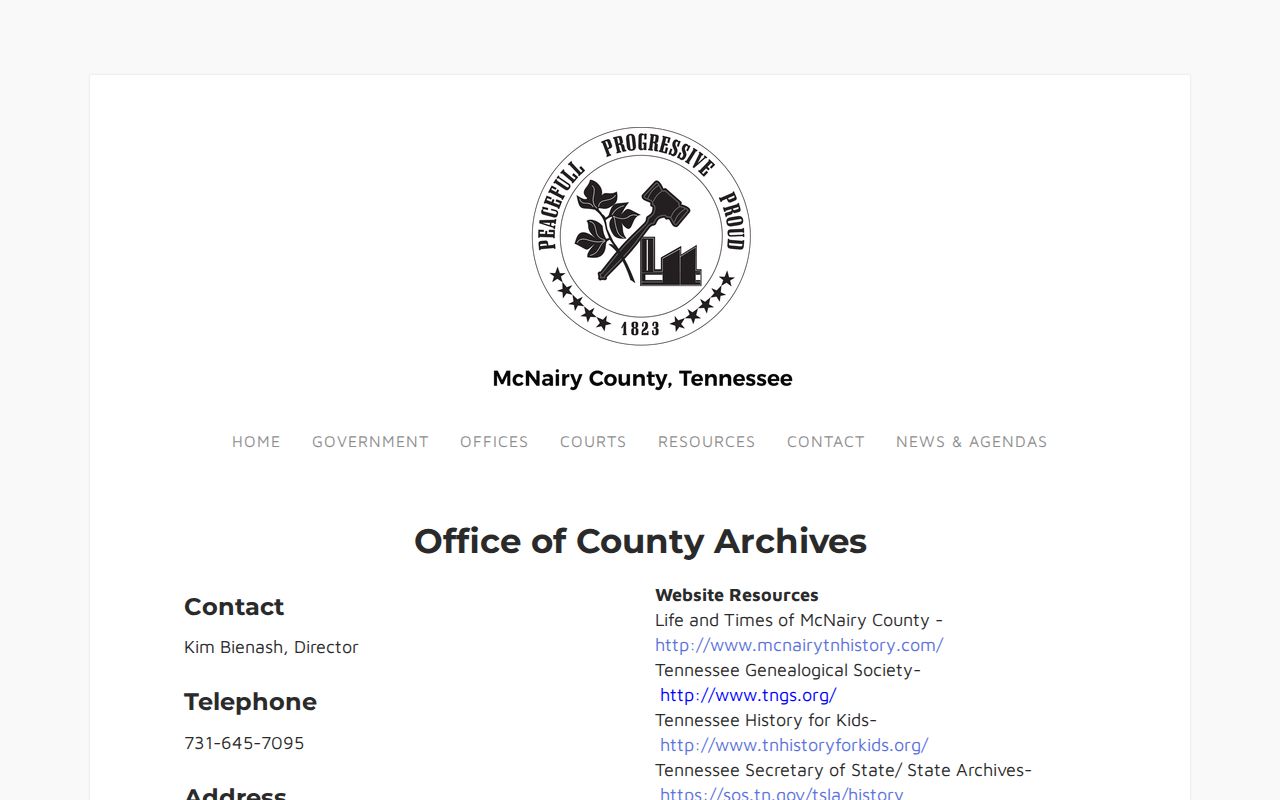 McNairy County Archives arrest record research contact