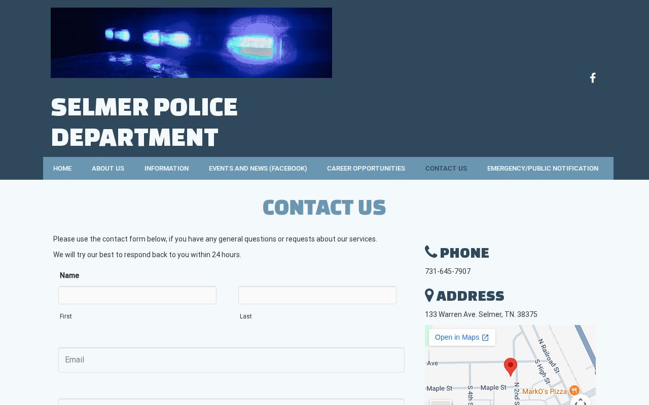 Selmer Police contact information for Selmer arrest records