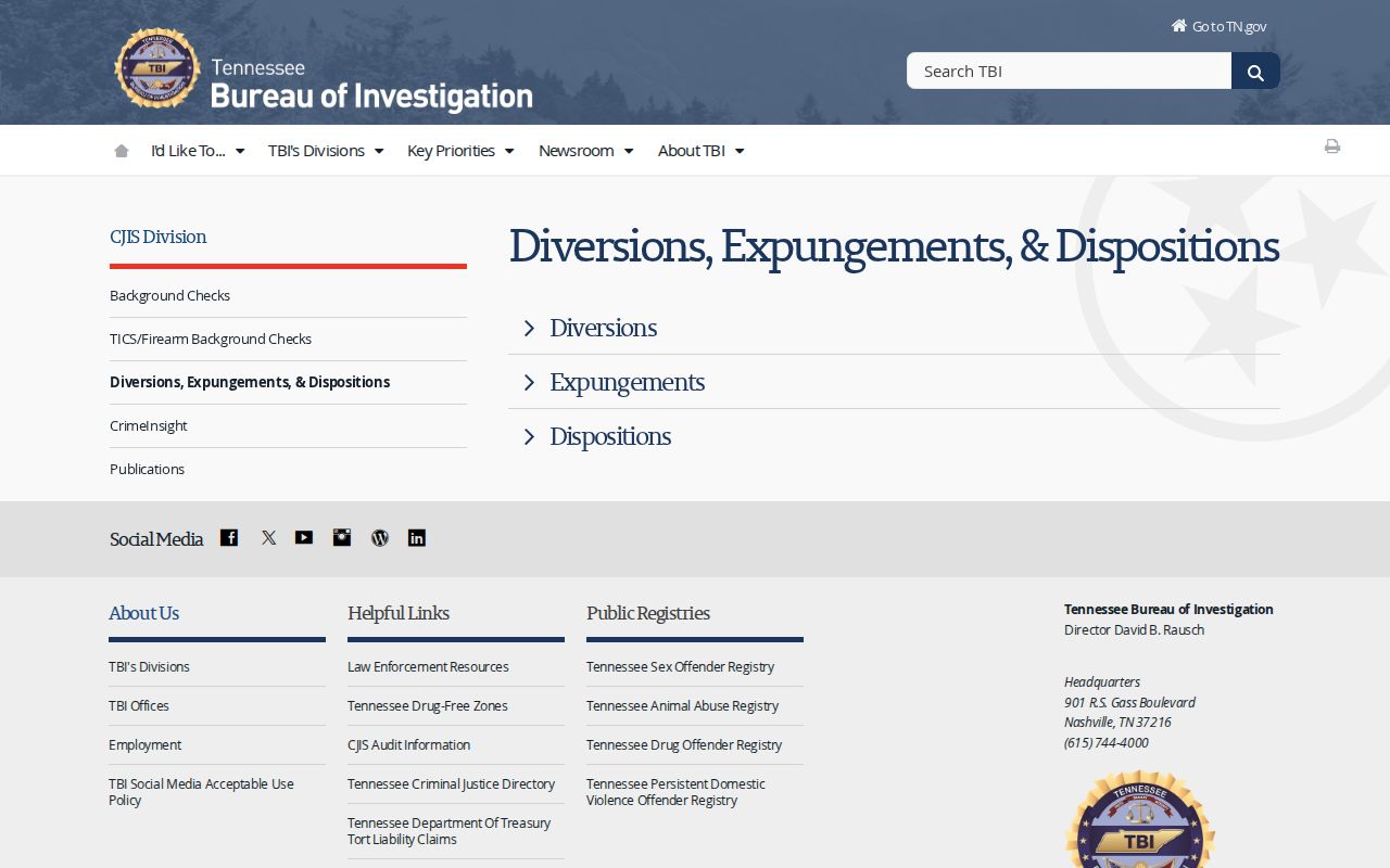 Tennessee TBI expungement process for McNairy County arrest records